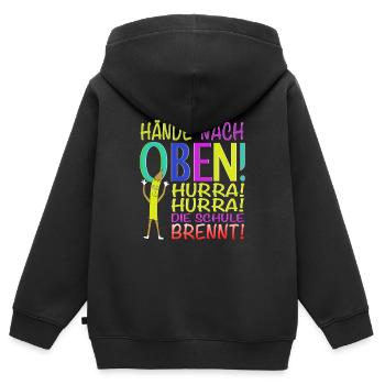 Hurra Hurra die Schule Brennt! - Kinder Premium Organic Zip Hoodie - Schwarz - Hinten - AI Model Kid Male (0cm)