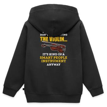 Violine - Kinder Premium Organic Zip Hoodie - Schwarz - Hinten - AI Model Kid Male (0cm)