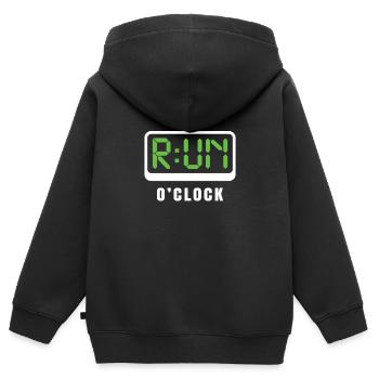 ITS RUN O CLOCK - Kinder Premium Organic Zip Hoodie - Schwarz - Hinten - AI Model Kid Male (0cm)