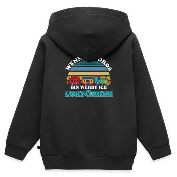 Ich Werde Lokführer Lokomotive Zug Bahn Geschenk - Kinder Premium Organic Zip Hoodie - Schwarz - Hinten - AI Model Kid Male (0cm)