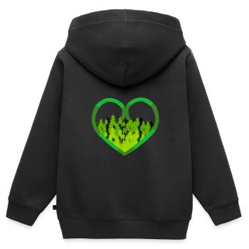 Forest, Heart, Naturefriend, Environment, Ecology, Co2, Nature - Kids Premium Organic Zip-up Hoodie - black - Back - AI Model Kid Male (0cm)