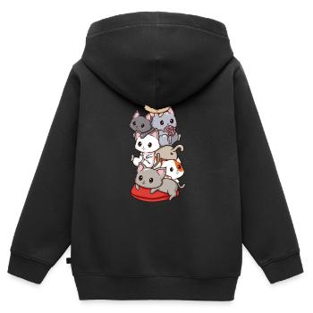 Katzen Anime Kawaii Neko - Kinder Premium Organic Zip Hoodie - Schwarz - Hinten - AI Model Kid Male (0cm)