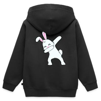 Tamponner le lapin - Sweat Premium à capuche zippé enfant bio - noir - Dos - AI Model Kid Male (0cm)