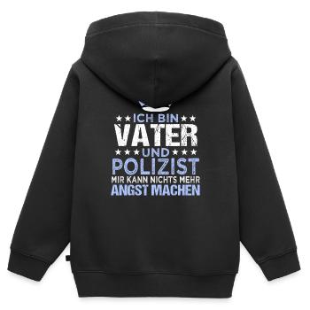 Lustig Polizei Papa Polizist Beruf Spruch Geschenk - Kinder Premium Organic Zip Hoodie - Schwarz - Hinten - AI Model Kid Male (0cm)