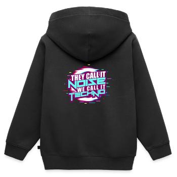 Techno - Kids Premium Organic Zip-up Hoodie - black - Back - AI Model Kid Male (0cm)