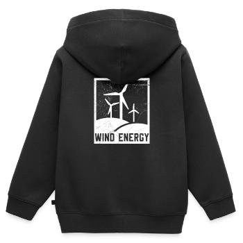 Énergie éolienne - Sweat Premium à capuche zippé enfant bio - noir - Dos - AI Model Kid Male (0cm)