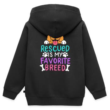 Refuge pour animaux adoptant des chiens - Sweat Premium à capuche zippé enfant bio - noir - Dos - AI Model Kid Male (0cm)