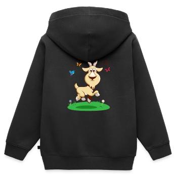 GOAThefuckof Lustige Ziege Humor Cartoon Comic - Kinder Premium Organic Zip Hoodie - Schwarz - Hinten - AI Model Kid Male (0cm)