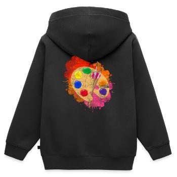 Art Gallerie d’art - Sweat Premium à capuche zippé enfant bio - noir - Dos - AI Model Kid Male (0cm)