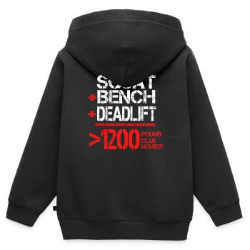 1200 Pound Club Member - Bodybuilder Powerlifter - Kids Premium Organic Zip-up Hoodie - black - Back - AI Model Kid Male (0cm)