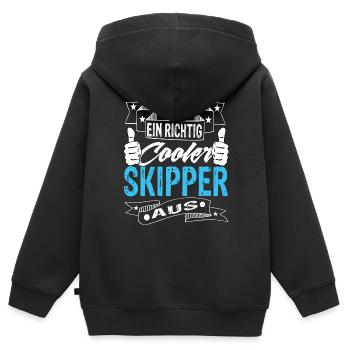Skipper - Kinder Premium Organic Zip Hoodie - Schwarz - Hinten - AI Model Kid Male (0cm)