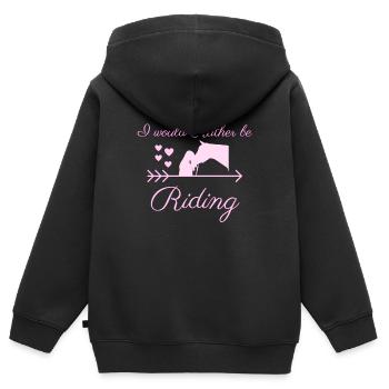 je préfère monter - Sweat Premium à capuche zippé enfant bio - noir - Dos - AI Model Kid Male (0cm)