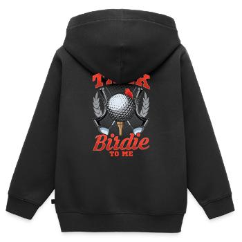 Parlez Birdie To Me Funny Golfing Pun - Sweat Premium à capuche zippé enfant bio - noir - Dos - AI Model Kid Male (0cm)