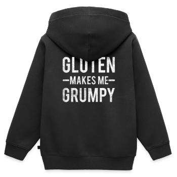 Glutenfrei Gluten - Kinder Premium Organic Zip Hoodie - Schwarz - Hinten - AI Model Kid Male (0cm)