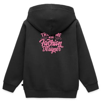 Créateur de mode créateur de mode styliste - Sweat Premium à capuche zippé enfant bio - noir - Dos - AI Model Kid Male (0cm)