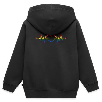 Mois de la fierté LGBT - Sweat Premium à capuche zippé enfant bio - noir - Dos - AI Model Kid Male (0cm)