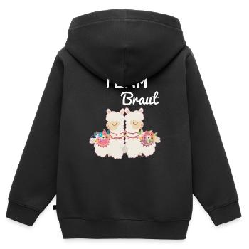 Team Braut Bride Alpaca Lama Alpaka JGA Party - Kinder Premium Organic Zip Hoodie - Schwarz - Hinten - AI Model Kid Male (0cm)
