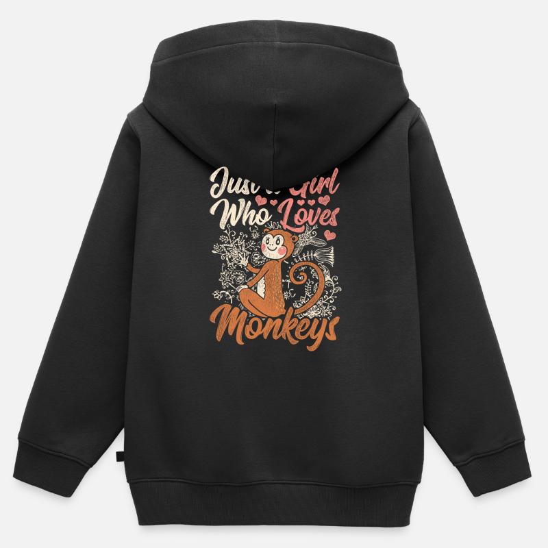 Monkey monkey - Kids Premium Organic Zip-up Hoodie - black