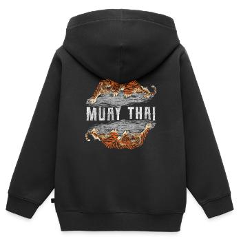 Muay Thai - Kinder Premium Organic Zip Hoodie - Schwarz - Hinten - AI Model Kid Male (0cm)
