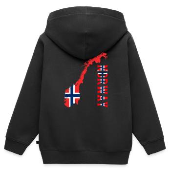 Norvège Oslo Norvégien - Sweat Premium à capuche zippé enfant bio - noir - Dos - AI Model Kid Male (0cm)