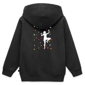 Escalade - Bouldering Bouldering Femmes Filles - Sweat Premium à capuche zippé enfant bio - noir - Dos - AI Model Kid Male (0cm)