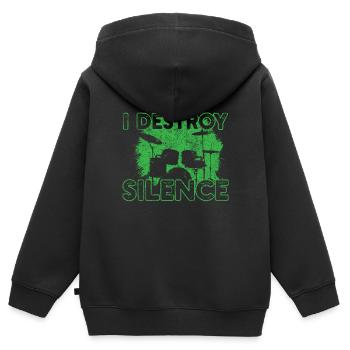 Schlagzeuger Schlagzeug - Kinder Premium Organic Zip Hoodie - Schwarz - Hinten - AI Model Kid Male (0cm)