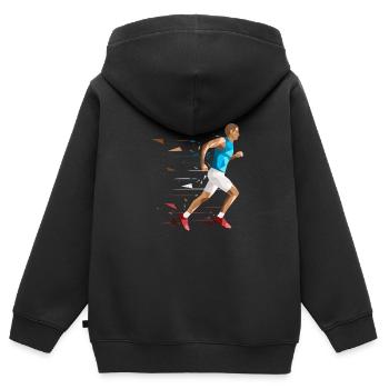 Coureur de marathon coureur de marathon course de marathon - Sweat Premium à capuche zippé enfant bio - noir - Dos - AI Model Kid Male (0cm)