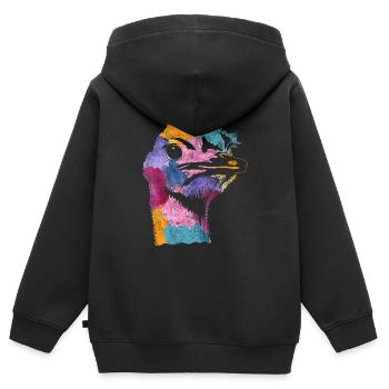 Strauß - Kinder Premium Organic Zip Hoodie - Schwarz - Hinten - AI Model Kid Male (0cm)