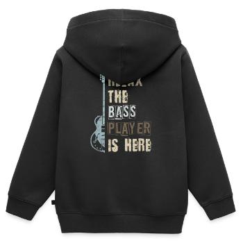 Guitare basse - Sweat Premium à capuche zippé enfant bio - noir - Dos - AI Model Kid Male (0cm)