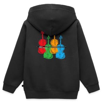 Violoncelle - Sweat Premium à capuche zippé enfant bio - noir - Dos - AI Model Kid Male (0cm)