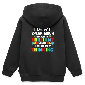 I Dont Speak Viel Brilliant Autismus Mädchen - Kinder Premium Organic Zip Hoodie - Schwarz - Hinten - AI Model Kid Male (0cm)