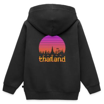 La Thaïlande - Sweat Premium à capuche zippé enfant bio - noir - Dos - AI Model Kid Male (0cm)