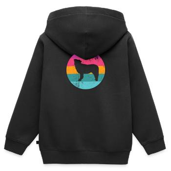Border Collie rétro - Sweat Premium à capuche zippé enfant bio - noir - Dos - AI Model Kid Male (0cm)