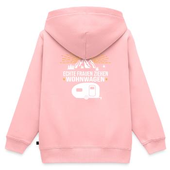 Echte Frauen ziehen Wohnwagen - Kinder Premium Organic Zip Hoodie - Rosa - Hinten - AI Model Kid Female (0cm)