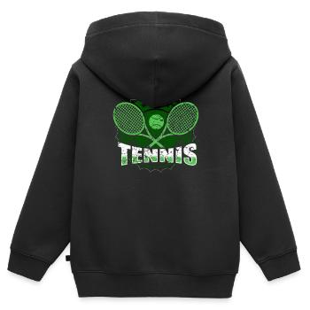 Tennis - Kinder Premium Organic Zip Hoodie - Schwarz - Hinten - AI Model Kid Male (0cm)