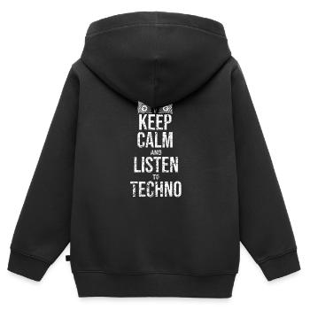 Techno - Kinder Premium Organic Zip Hoodie - Schwarz - Hinten - AI Model Kid Male (0cm)