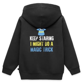Lapin magicien magicien - Sweat Premium à capuche zippé enfant bio - noir - Dos - AI Model Kid Male (0cm)