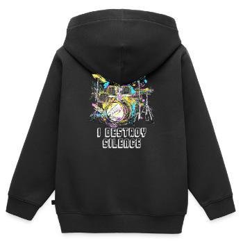 Schlagzeug Schlagzeuger - Kinder Premium Organic Zip Hoodie - Schwarz - Hinten - AI Model Kid Male (0cm)