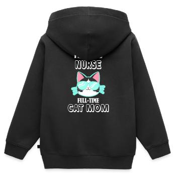 Part time nurse full time cats mother - Kids Premium Organic Zip-up Hoodie - black - Back - AI Model Kid Male (0cm)