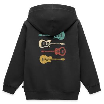 Guitariste guitariste - Sweat Premium à capuche zippé enfant bio - noir - Dos - AI Model Kid Male (0cm)