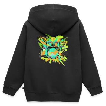 Schlagzeug Schlagzeuger - Kinder Premium Organic Zip Hoodie - Schwarz - Hinten - AI Model Kid Male (0cm)