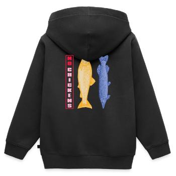 Fisch Fischen - Kinder Premium Organic Zip Hoodie - Schwarz - Hinten - AI Model Kid Male (0cm)