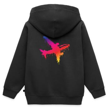 Flugzeug - Kinder Premium Organic Zip Hoodie - Schwarz - Hinten - AI Model Kid Male (0cm)