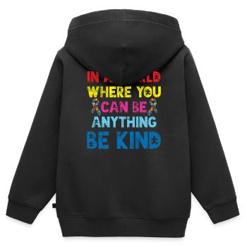 Autismus - Kinder Premium Organic Zip Hoodie - Schwarz - Hinten - AI Model Kid Male (0cm)