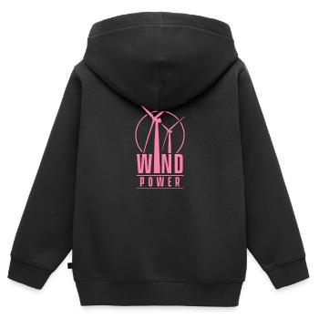 Moulin à vent - Sweat Premium à capuche zippé enfant bio - noir - Dos - AI Model Kid Male (0cm)