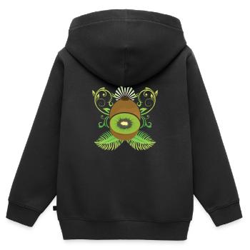 Kiwi - Sweat Premium à capuche zippé enfant bio - noir - Dos - AI Model Kid Male (0cm)