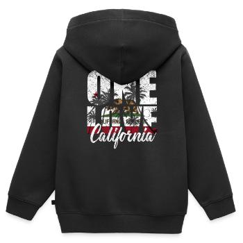 Kalifornien - Kinder Premium Organic Zip Hoodie - Schwarz - Hinten - AI Model Kid Male (0cm)