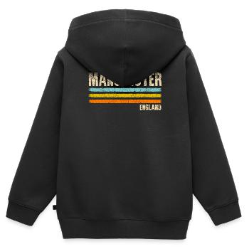 Manchester - Sweat Premium à capuche zippé enfant bio - noir - Dos - AI Model Kid Male (0cm)