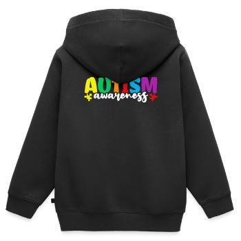 Autismus - Kinder Premium Organic Zip Hoodie - Schwarz - Hinten - AI Model Kid Male (0cm)