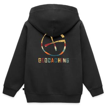 Geocaching Geocacher GPS Koordinaten Logbuch Multi - Kinder Premium Organic Zip Hoodie - Schwarz - Hinten - AI Model Kid Male (0cm)